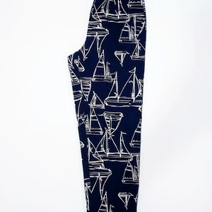 Talbots Navy Blue/white sailboat pants